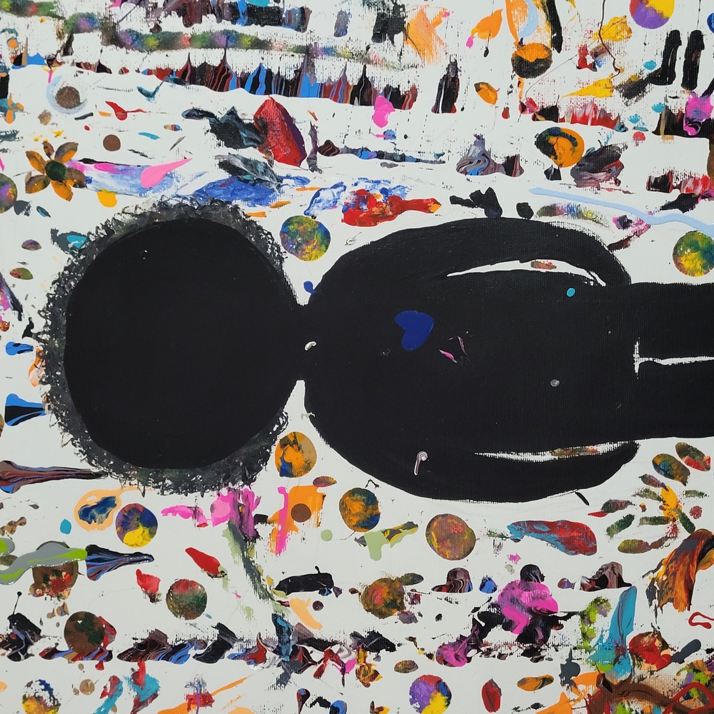 Abstract Art Canvas with Black Silhouette - Picture 4 of 7